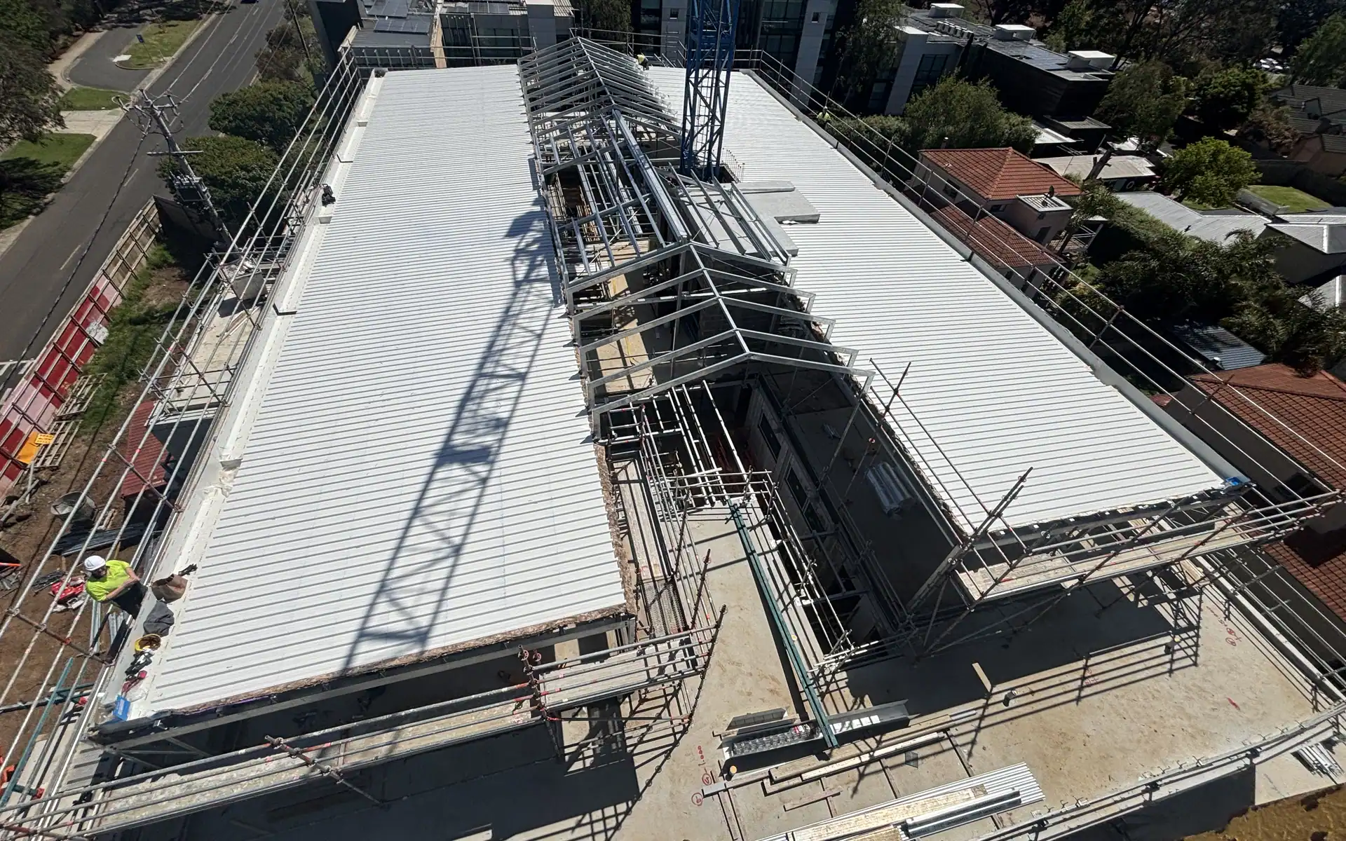 Large commercial metal roof