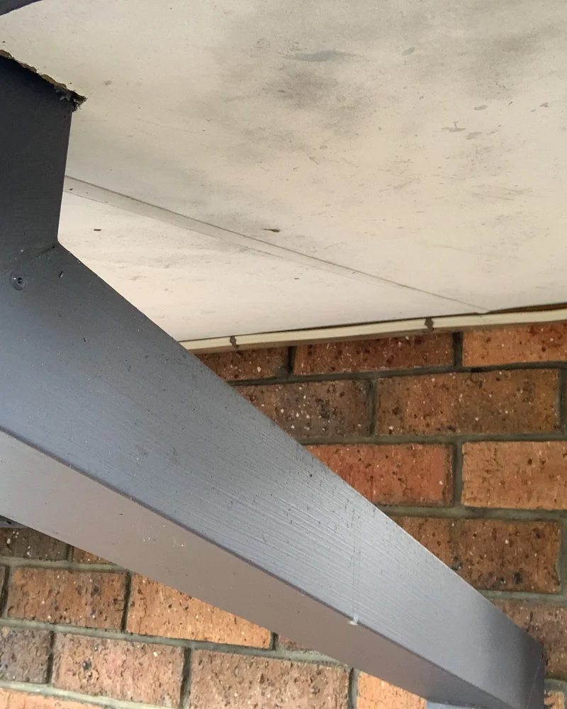 Fascia and gutter line on a brick home